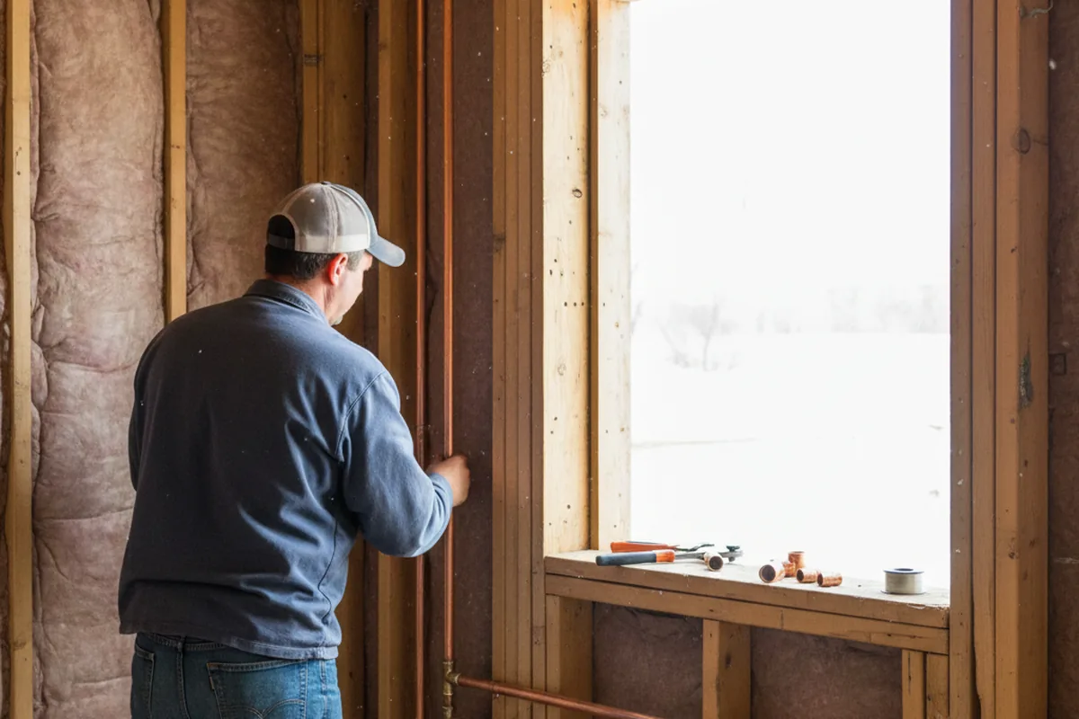 Licensed plumber running new copper supply lines in a Red Springs home