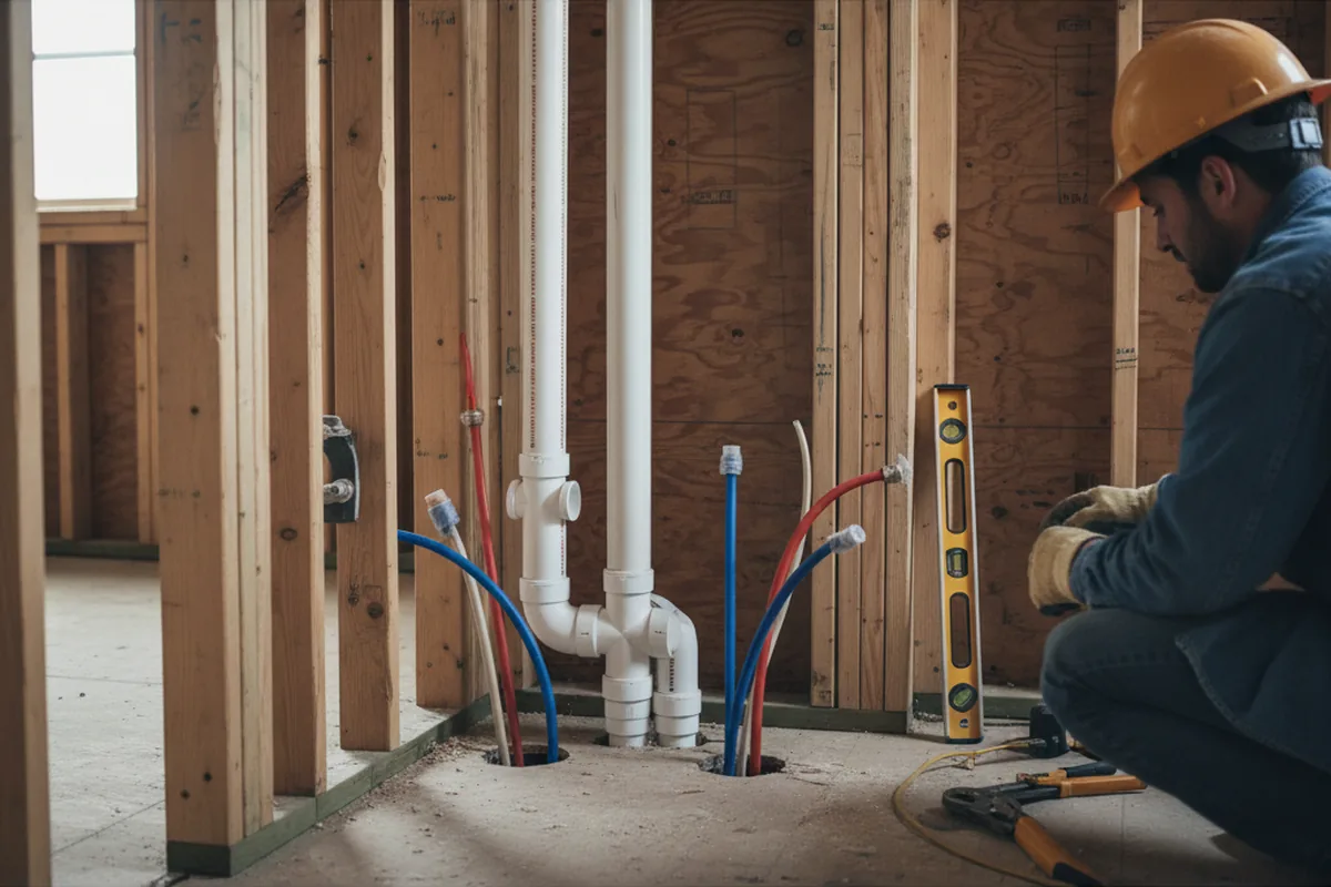 Drain and supply rough-in during Drain Cleaning in Red Springs