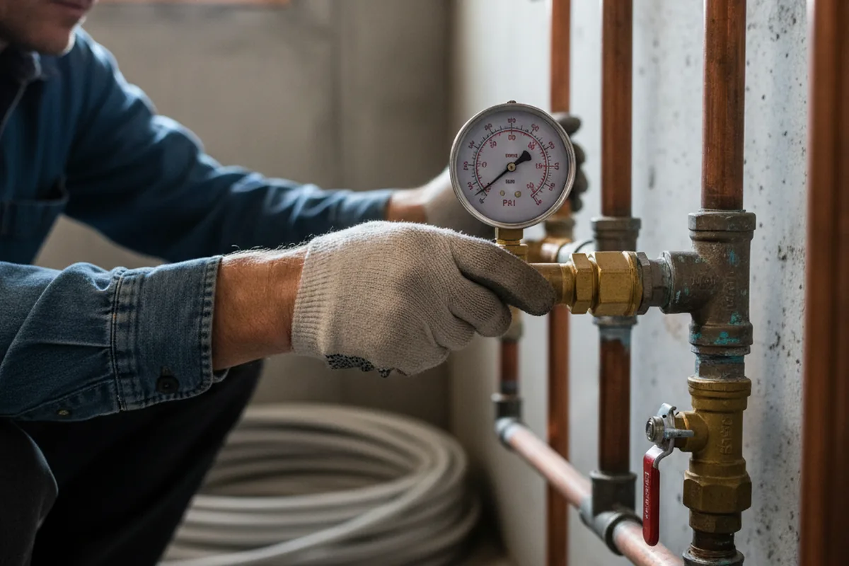 Pressure testing a repaired line during Water Line Repair in Red Springs